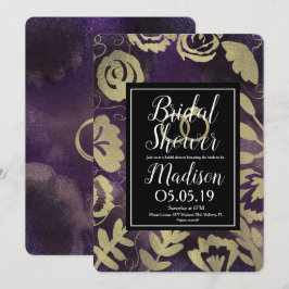 Convite Jardim Floral Botânico Rosa Dourado Roxo Casamento