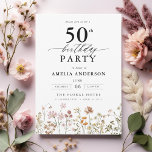 Convite Jardim Floral Caligrafia 50º Aniversário<br><div class="desc">Celebre em estilo com um convite de 50 anos para caligrafia floral no jardim, perfeito para um evento de marco. Com designs florais vibrantes e caligrafia elegante, este convite dá um tom caprichoso mas sofisticado para a sua celebração. O tema do jardim exuberante combina beleza natural com uma tipografia graciosa,...</div>