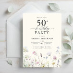Convite Jardim Floral Caligrafia 50º Aniversário<br><div class="desc">Celebre em estilo com um convite de 50 anos para caligrafia floral no jardim, perfeito para um evento de marco. Com designs florais vibrantes e caligrafia elegante, este convite dá um tom caprichoso mas sofisticado para a sua celebração. O tema do jardim exuberante combina beleza natural com uma tipografia graciosa,...</div>