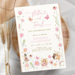 Convite Jardim Floral de Fadas Caprichosas de Aniversário