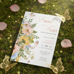 Convite Jardim Floral de Fadas Mágicas Pixie Meninas Anive