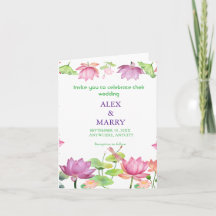 Jardim Floral de Lótus Rosa em Aquarela CASAMENTO
