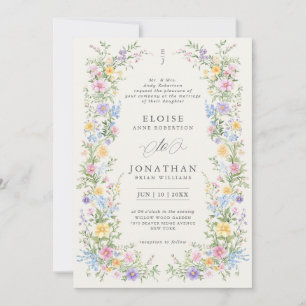 Convite Jardim Floral de Noiva Ornate de Pastel Suave Prim