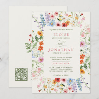 Convite Jardim Floral de Primavera de Flores Silvestres QR