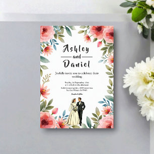Convite Jardim Floral Delicado Noiva Noivo Casamento de Ve