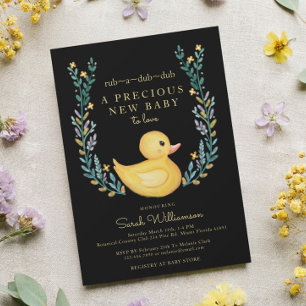 Convite Jardim Floral Ducky, Borracha Amarela Rub-A-Dub