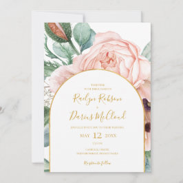 Convite Jardim Floral Elegante Blush | Arch Casual Casual