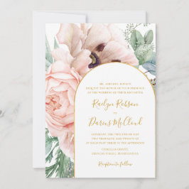 Convite Jardim Floral Elegante Blush | Casamento Tradicion