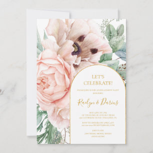 Convite Jardim Floral Elegante Blush   Celebração de Vam
