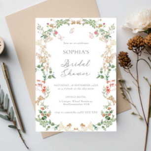 Convite Jardim Floral Elegante de Flores Silvestres Chá de