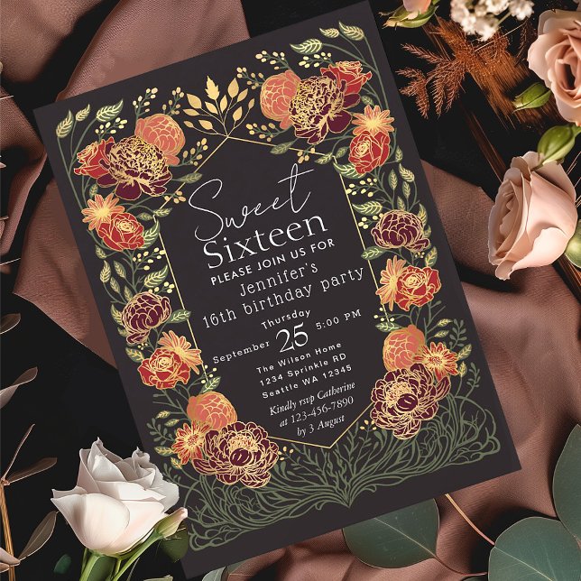 Convite Jardim Floral Encantado Doce 16 Aniversário (Criador carregado)