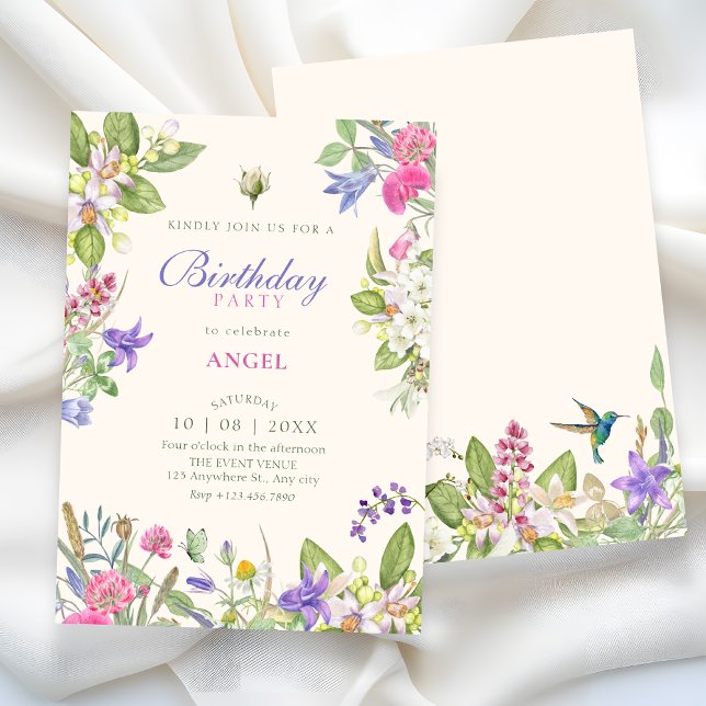 Convite Jardim floral estético de aniversário (Criador carregado)