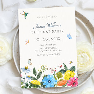 Convite Jardim floral estético de aniversário