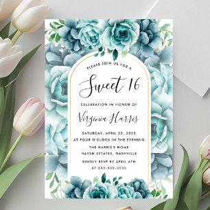 Convite Jardim Floral Verde Doce Dezesseis 16 Aniversário