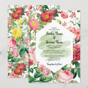 Convite Jardim Floral, Watercolor e Casamento Geométrico