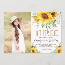 Convite Jardim Girassóis Greenery aniversário de 3 anos Fo