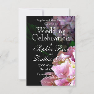 Convite Jardim Hydrangea, rosa, azul, floral roxo