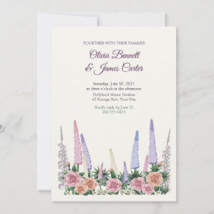 Convite Jardim Inglês com Lupinos e Rosas Casamento