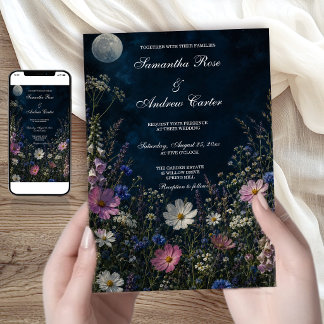 Convite Jardim Lunar de Noite Flor de Dedaleira Casamento
