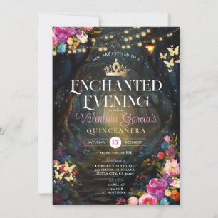 Convite Jardim Magical Quinceañera 15 Anos Flores Dourados