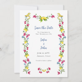 Convite Jardim Mediterrâneo Floral Save the Date