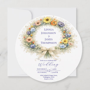 Convite Jardim Mínimo de Flores Silvestres Casamento Român