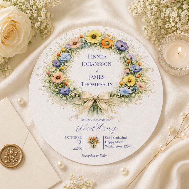 Convite Jardim Mínimo de Flores Silvestres Casamento Român (Criador carregado)