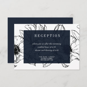 Convite Jardim Moderno   Azul   RSVP de Casamento Floral