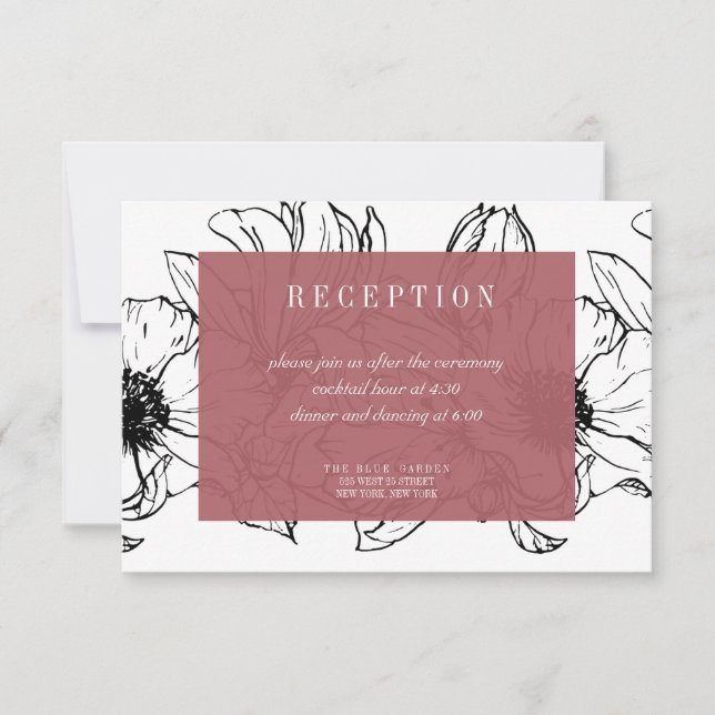 Convite Jardim Moderno | Rosa | RSVP de Casamento Floral (Frente)