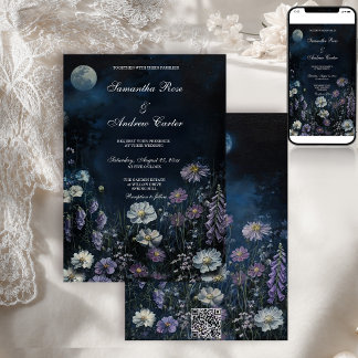 Convite Jardim Noturno de Casamento Floral Escuro com Deda