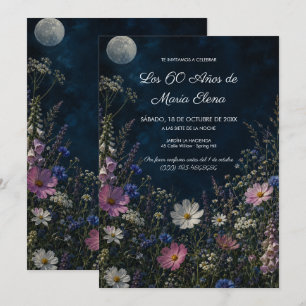 Convite Jardim Noturno Floral Aniversário 60 Anos Mulher