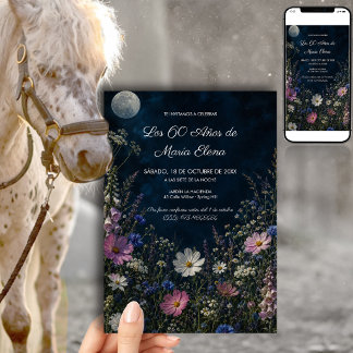 Convite Jardim Noturno Floral Aniversário 60 Anos Mulher