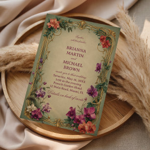 Convite Jardim Ornamental Floral Vintage