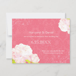 Convite Jardim Pink Peony Casamento Save the Date