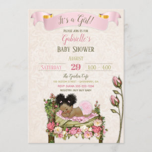 Convite Jardim Romântico Baby Shower Rosas Rosa Verde