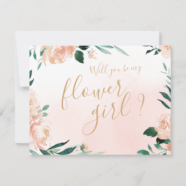 Convite Jardim romântico floral Será minha menina de flore (Frente)