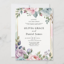 Jardim Romântico Pastel Floral Aquarela Casamento
