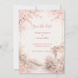 Convite Jardim Romântico Sakura Felicidade Nupcial