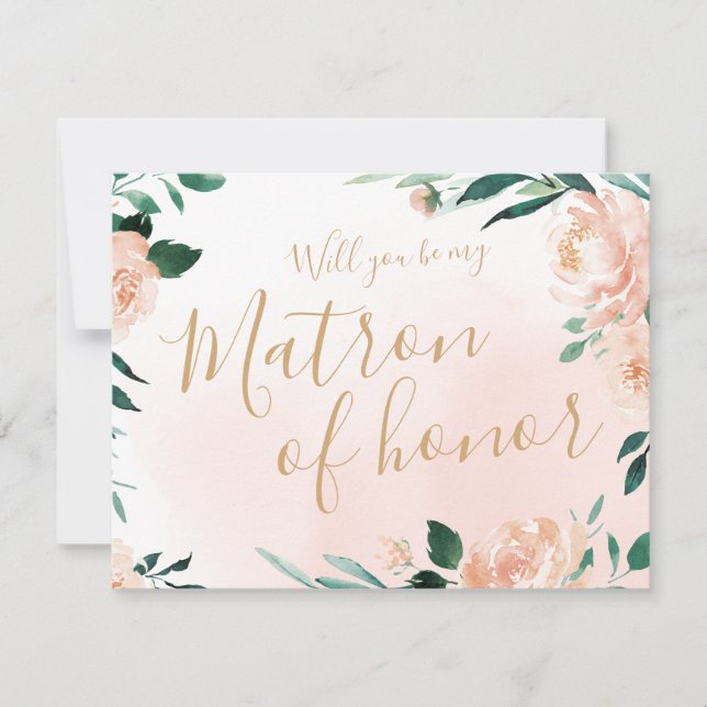 Convite Jardim romântico Você será minha matrona de honra? (Frente)