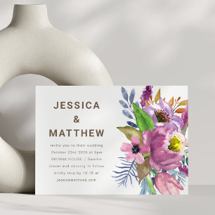 Convite Jardim Roxo Floral Minimalista Casamento Simples
