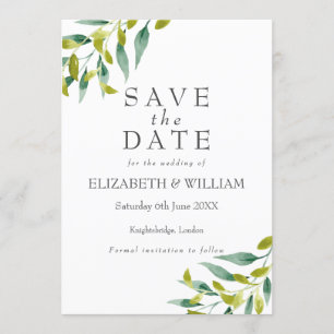 Convite Jardim Rural Save the Date Verde