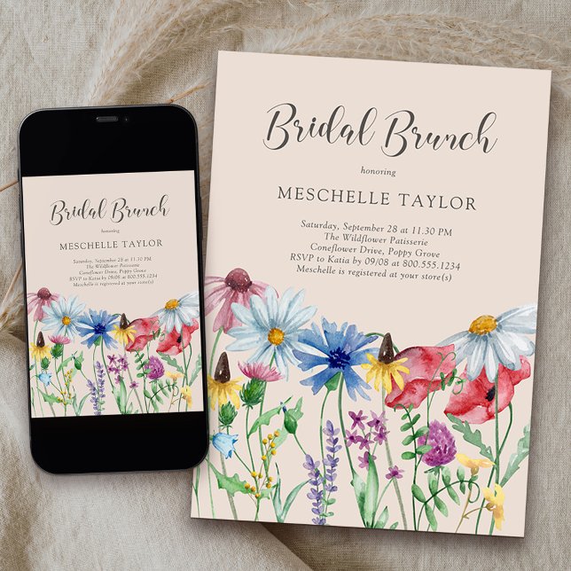 Convite Jardim Russo de Brunei Bridal de Flores Selvagem (Bridal Brunch Invitation from my Wildflower Charm collection)