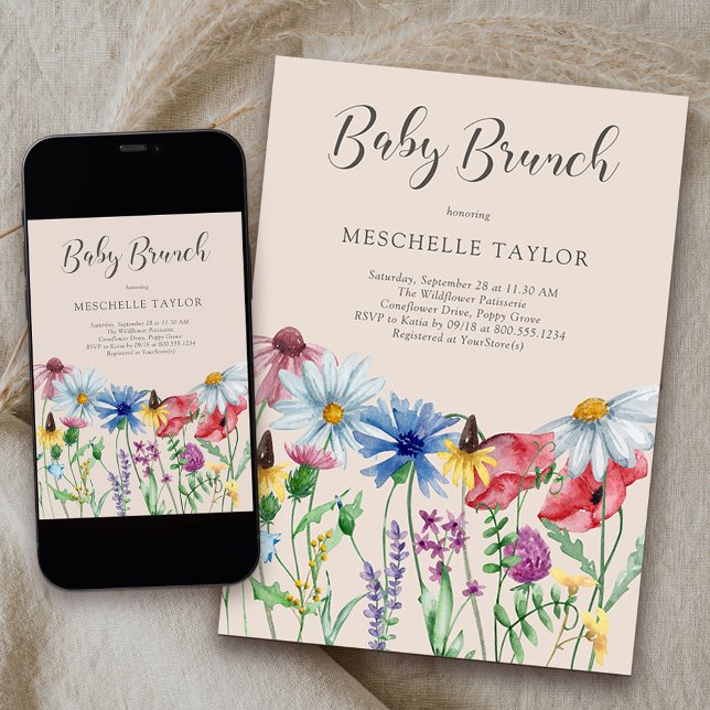 Convite Jardim Russo do Campo de Wildflower Baby Brunch (Baby Brunch Invitation from my Wildflower Charm collection)
