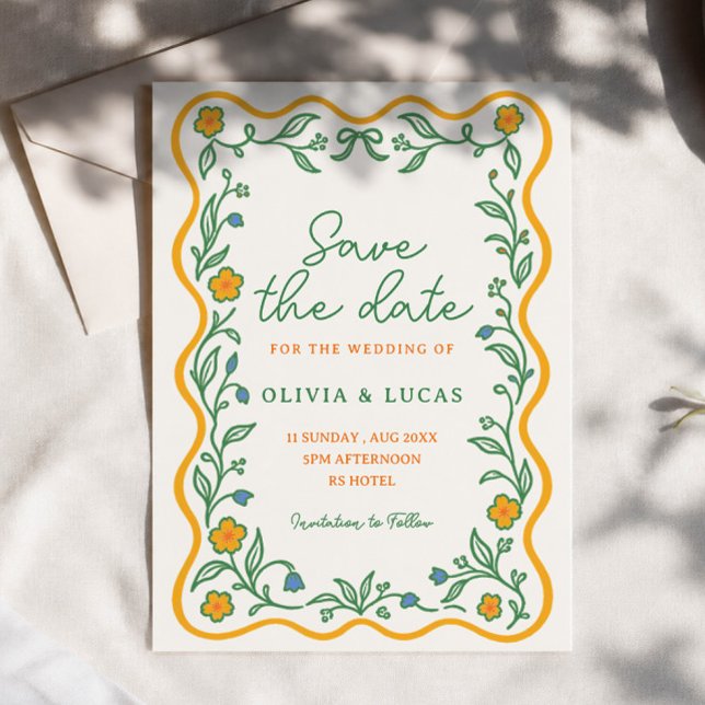 Convite Jardim Rústico com flores silvestres Salve a data  (Criador carregado)