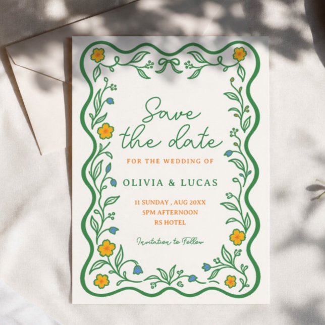 Convite Jardim Rústico com flores silvestres Salve a data  (Criador carregado)