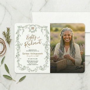 Convite Jardim Salvia Dourado Aniversário de 80 anos Foto