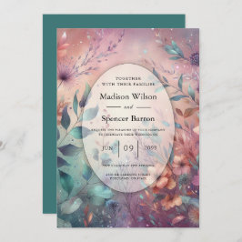 Convite Jardim Secreto em Casamento Brilhante à Noite