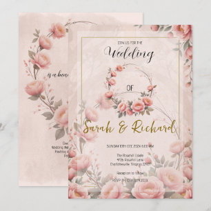 Convite Jardim Secreto Floral Pêssego Rosa Casamento Capri