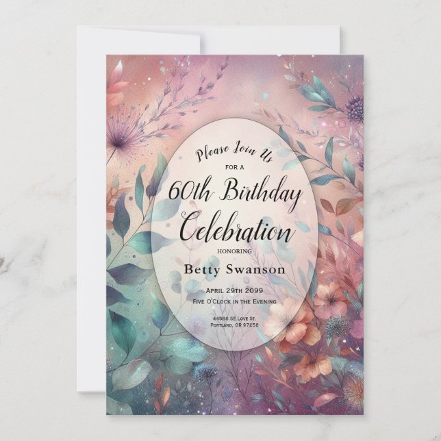 Convite Jardim Secreto no Ano Personalizado do Brilho à No (Frente)