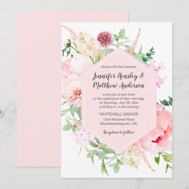 Convite Jardim Selvagem de Aquarela Casamento | (Frente/Verso)